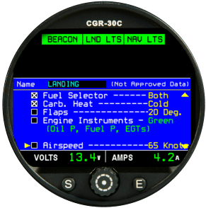 CGR-30C Cluster Gauge Replacement Checklists Feature Screen