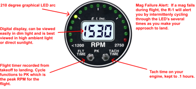 R-1 RPM Tachometer Instrument | FAA Approved | STC'd & TSO'd