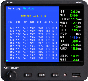 MVP-50P Engine Monitor Data Logs Screen