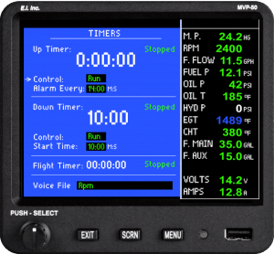 MVP-50P Engine Monitor Timers Screen